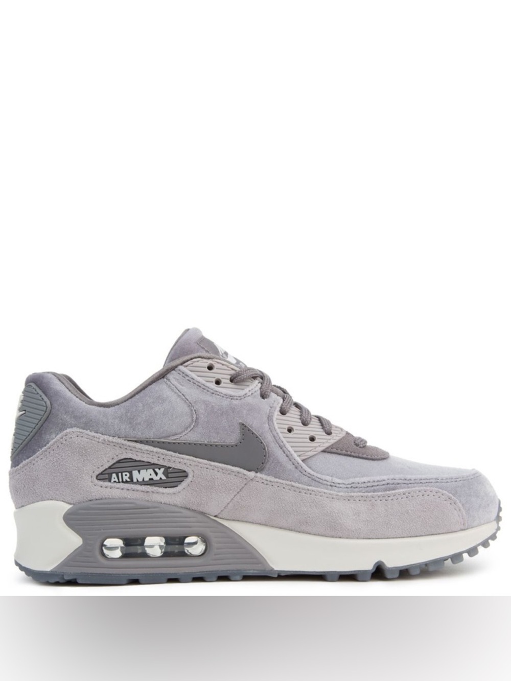 Women’s Nike Air Max 90 Deluxe “Gunsmoke” 898512 007 Gray Velvet Suede Size 9
